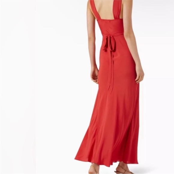 Doen Amoretta Maxi Dress Tigerlily Red V-Neck Ruffled Cut Out Size XXS NEW - Picture 6 of 16